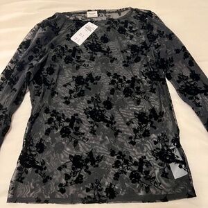 Abercrombie Long Sleeve Floral Mesh Top